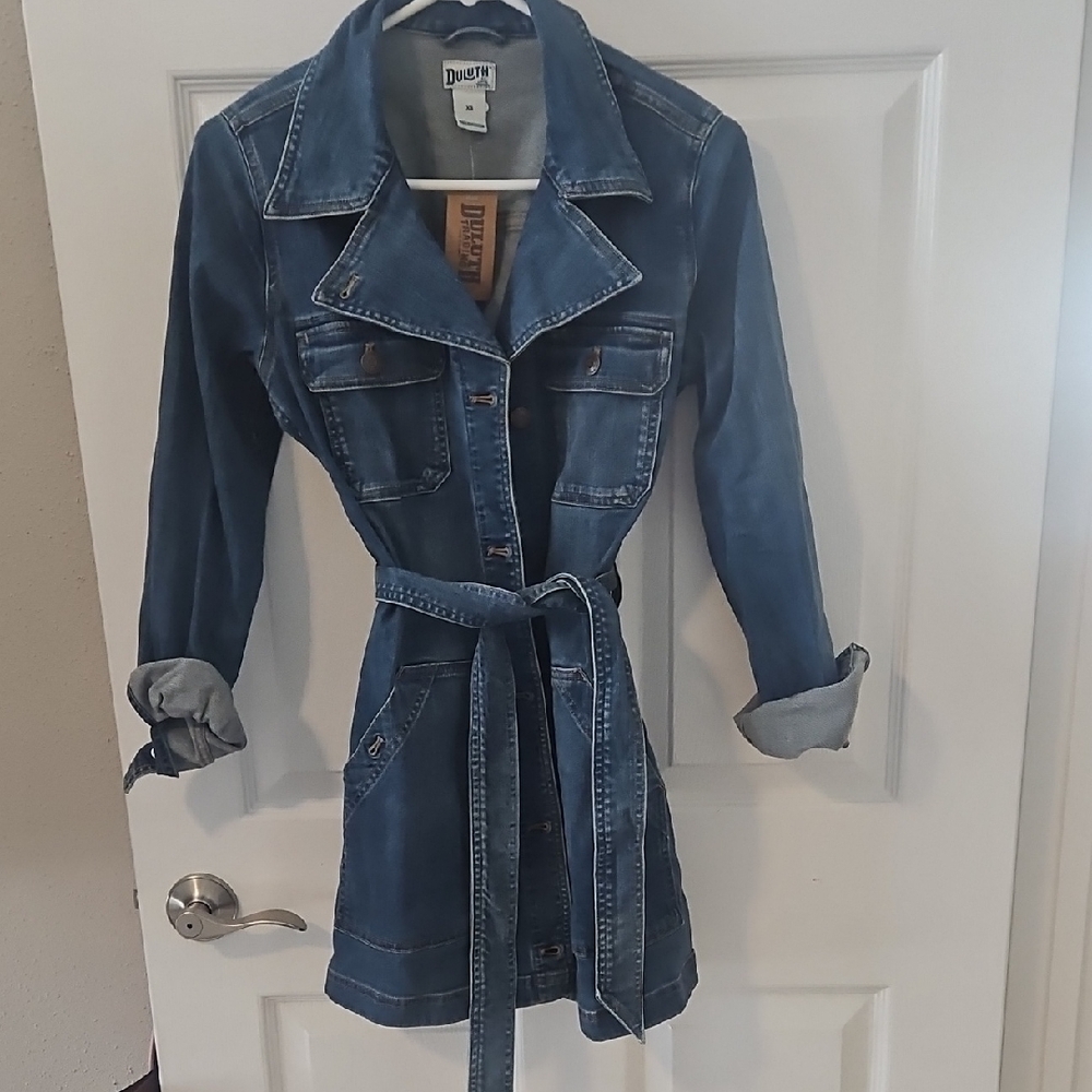 Duluth Trading Co Blue Belted Jean Jacket